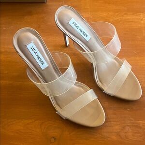 Steve Madden Tan Heels with Clear Straps